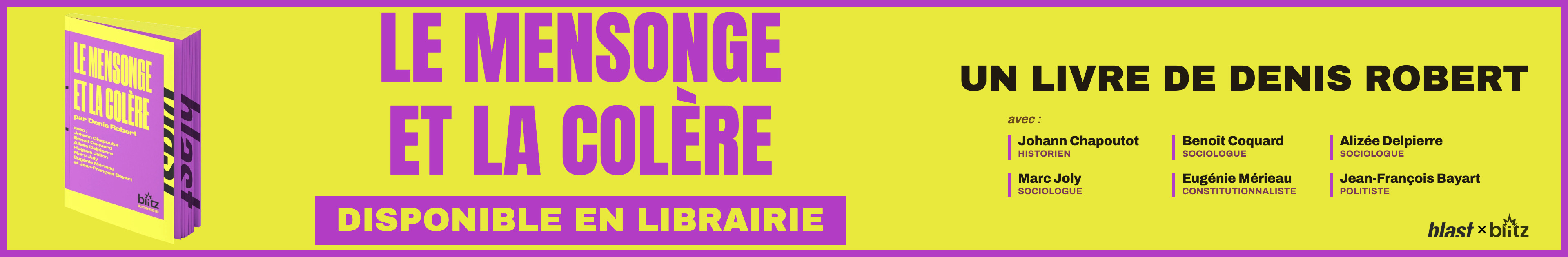 Le Mensonge et La Colère est disponible en librairie !