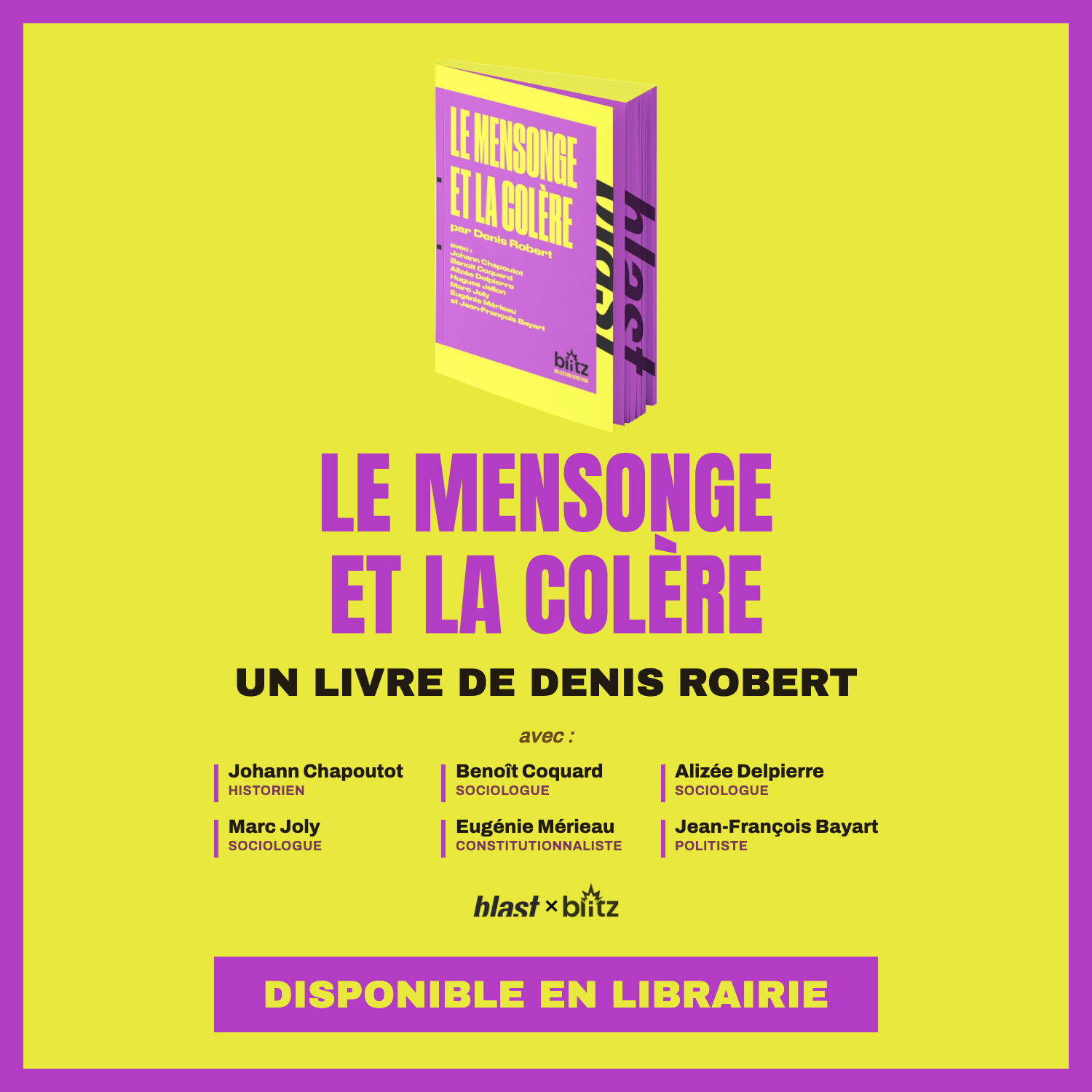 Le Mensonge et La Colère est disponible en librairie !